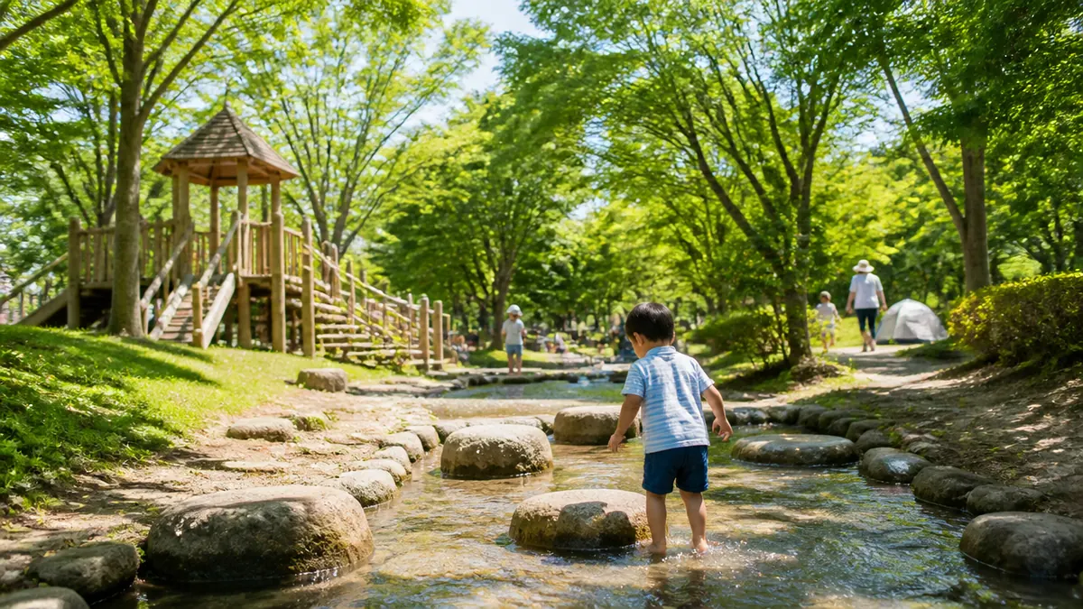 未就学児はどこで遊ぶ？遊びの森・せせらぎ・まほろば広場の回り方の解説画像