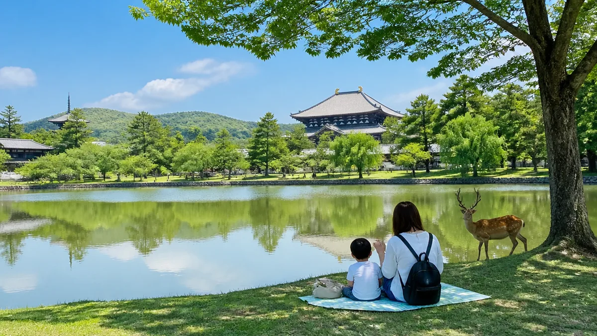 大仏池ってどんな場所？大仏殿の裏手（北西）にある静かなため池の解説画像