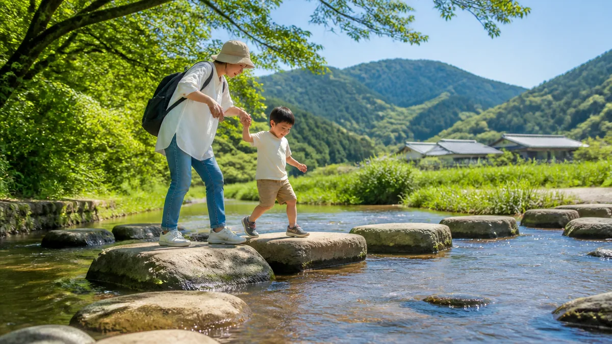 子どもと石を渡る前に知っておきたい安全の段取りの解説画像