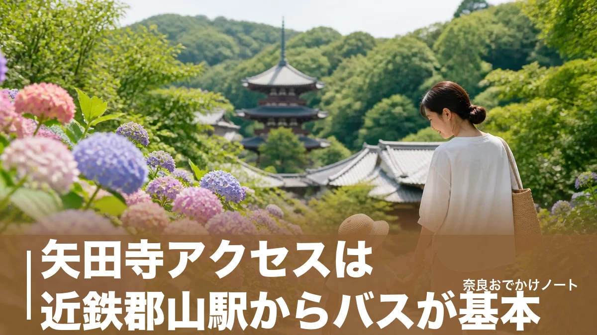 矢田寺アクセスは近鉄郡山駅からバスが基本｜あじさい臨時バス440円と横山口ルートの段取りのアイキャッチ画像