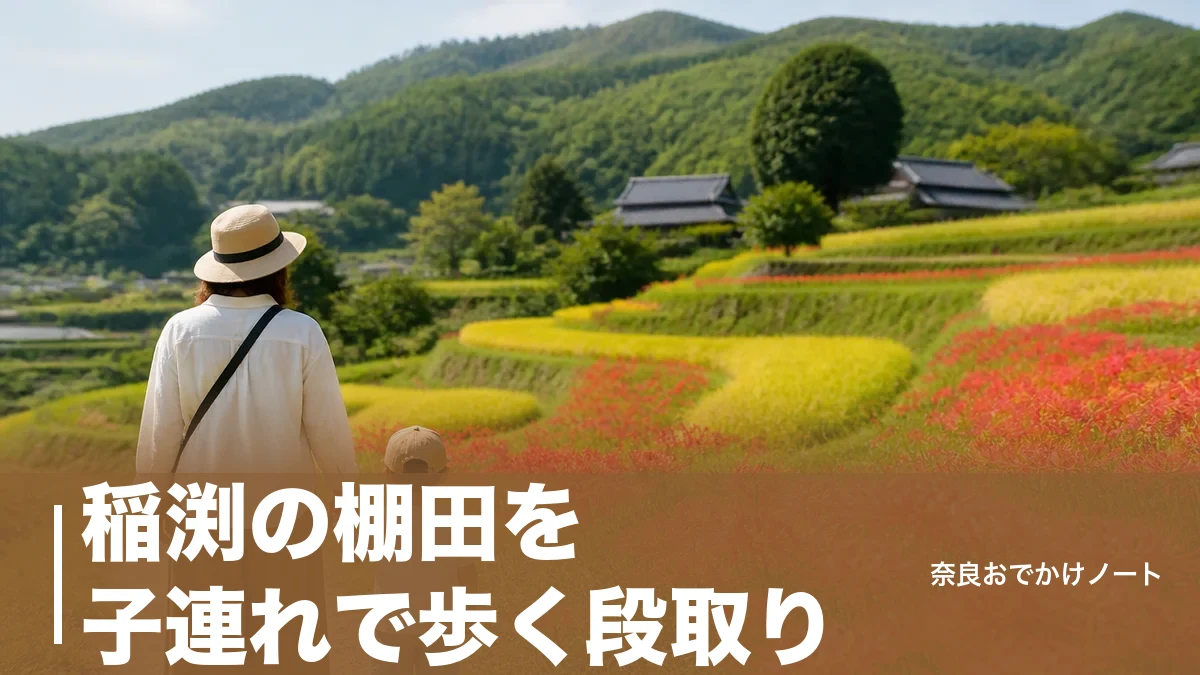 稲渕の棚田を子連れで歩く段取り｜駐車場なし・石舞台から徒歩30分と彼岸花の時期のアイキャッチ画像