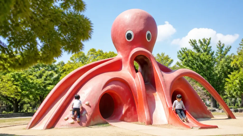 広陵運動公園を子連れで遊ぶ段取り｜たこさん公園のタコ遊具修繕とテニス1面1時間500円のアイキャッチ画像