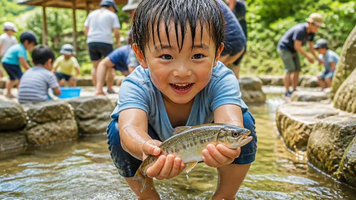 洞川川魚センターは15時閉店に注意｜つかみ取りと塩焼き、駐車場の子連れ段取りのアイキャッチ画像