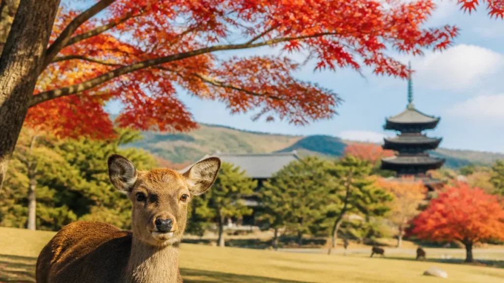 奈良公園の紅葉は11月中旬から｜子連れで巡る7スポットと五重塔修理中の注意点のアイキャッチ画像