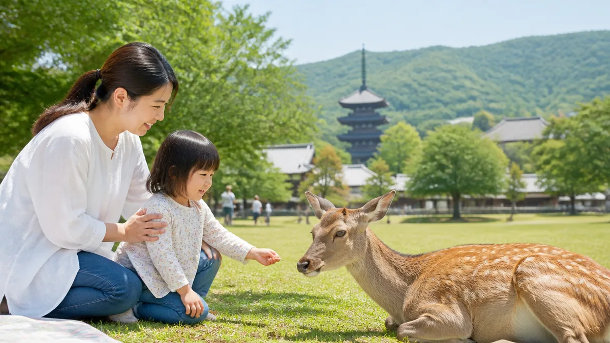 子連れで歩くなら知っておきたい道のりと鹿の注意の解説画像
